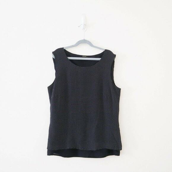Escada GE 38 US M Double Layered Silk Swiss Dot Sleeveless Tank Top Black - Picture 1 of 12